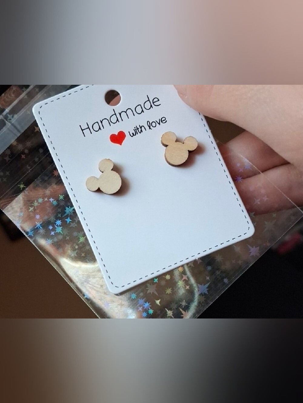 $8 Each Or Bundle 5/$20 Handmade Kids Wooden Mickey Stud Earrings